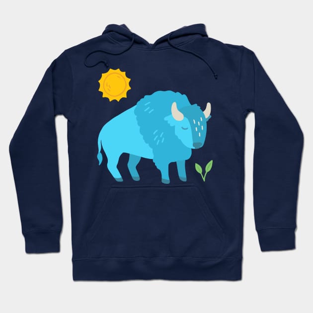 Blue bison Hoodie by Katie Nieland Art